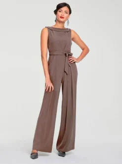 Combinaison à jambes larges avec ceinture ajustable fluide