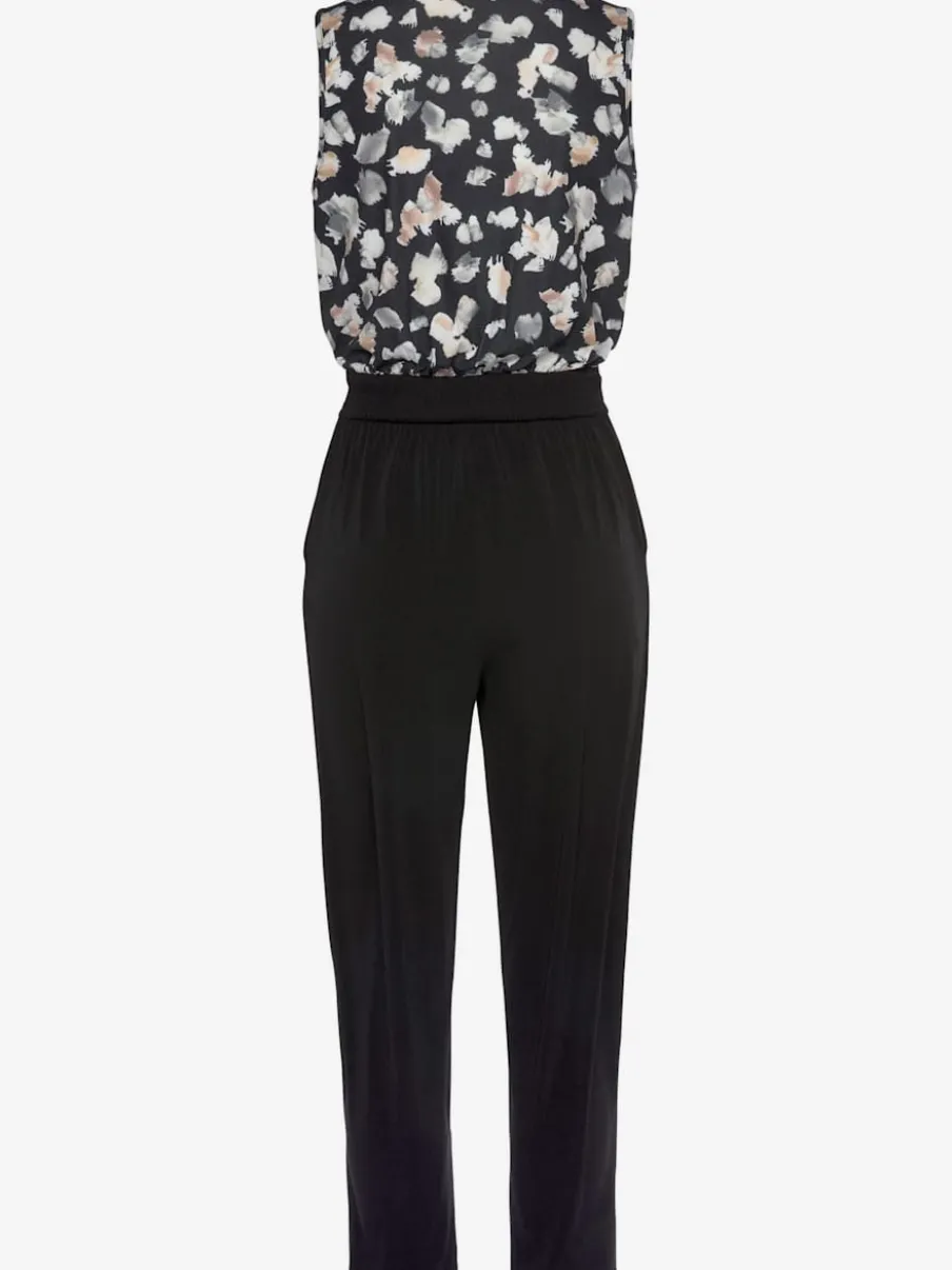 Combinaison longue à encolure en V avec motifs floraux et taille élastiquée