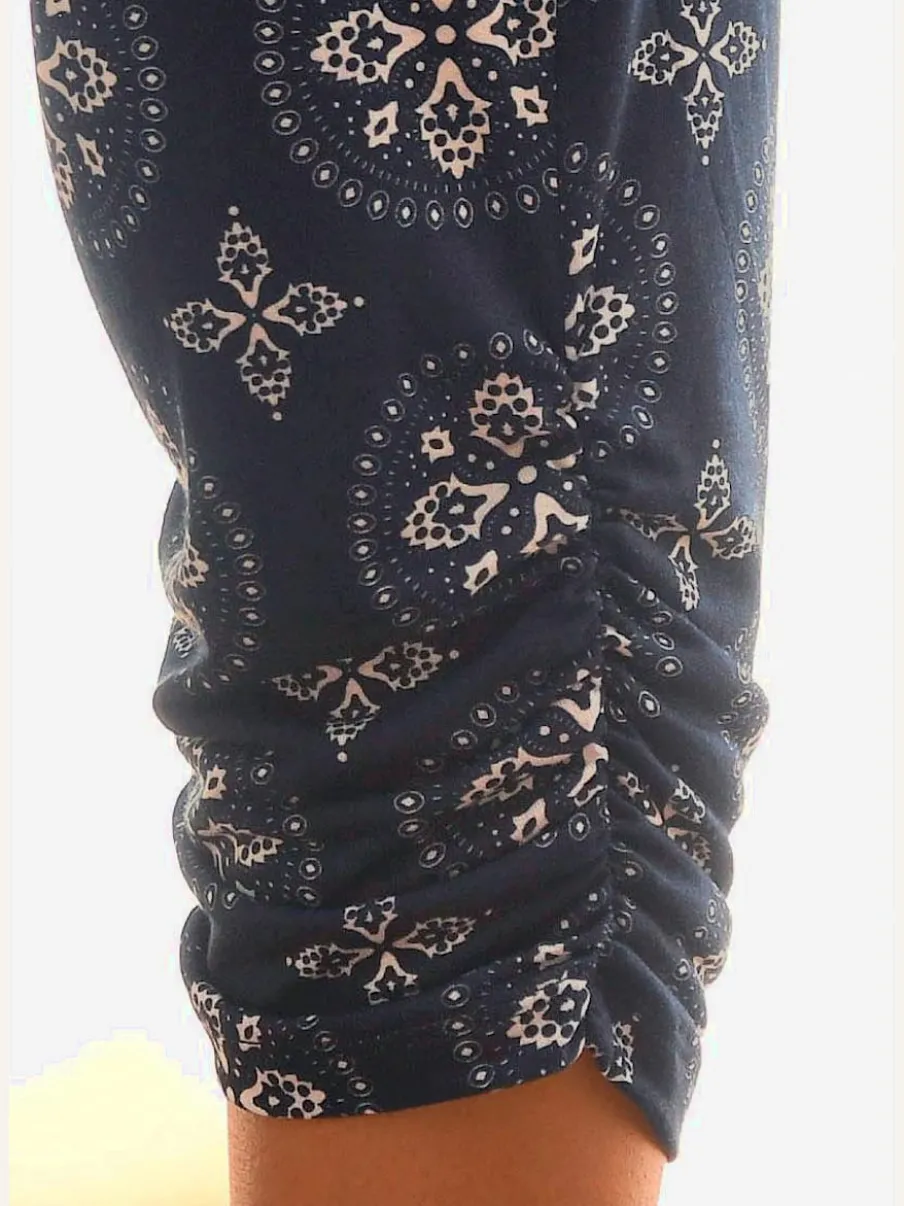 Corsaire d'été en viscose à imprimé floral avec ceinture élastique