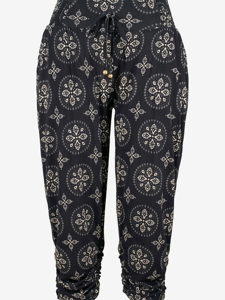 Corsaire d'été en viscose à imprimé floral avec ceinture élastique