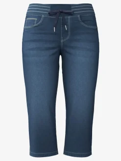 Corsaire en jean avec ceinture élastique et fentes latérales