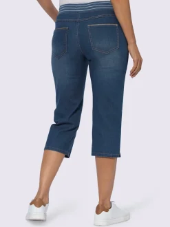 Corsaire en jean avec ceinture élastique et fentes latérales