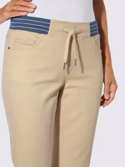 Corsaire en jean avec ceinture élastique et fentes latérales