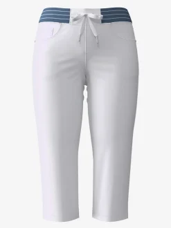 Corsaire en jean avec ceinture élastique et fentes latérales