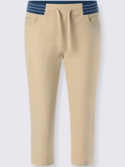 Corsaire en jean avec ceinture élastique et fentes latérales