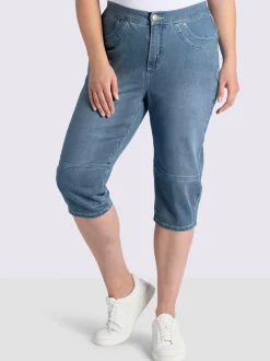 Corsaire en jean ceinture élastique au dos