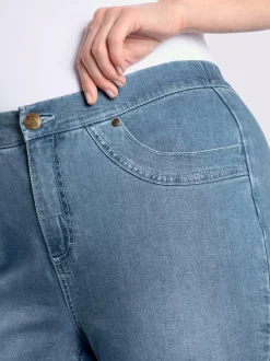 Corsaire en jean ceinture élastique au dos