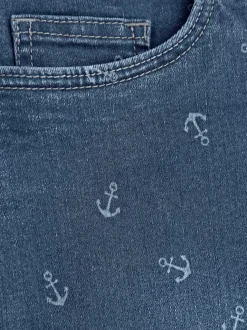 Corsaire en jean à 5 poches avec ceinture à nouer