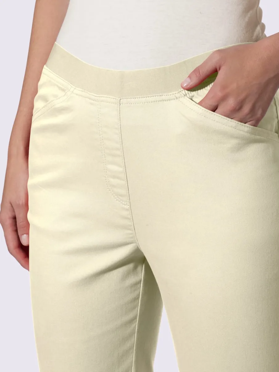 Corsaire à poches avec ceinture élastique et broderie décorative