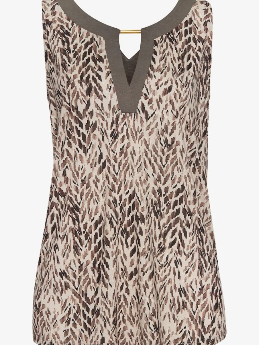 Débardeur avec encolure ronde et détails contrastés en viscose fluide
