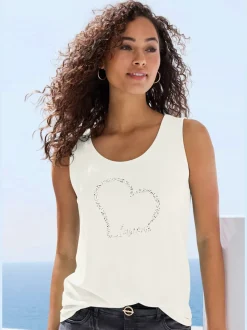 Débardeur avec imprimé cœur et coupe décontractée en viscose extensible