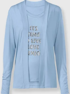 Débardeur avec inscription en paillettes et manches longues fluides
