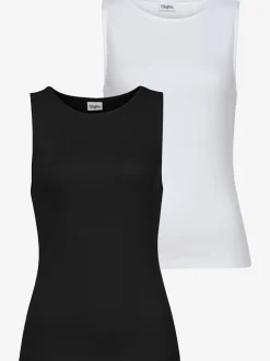 Débardeur basique à larges bretelles en coton extensible