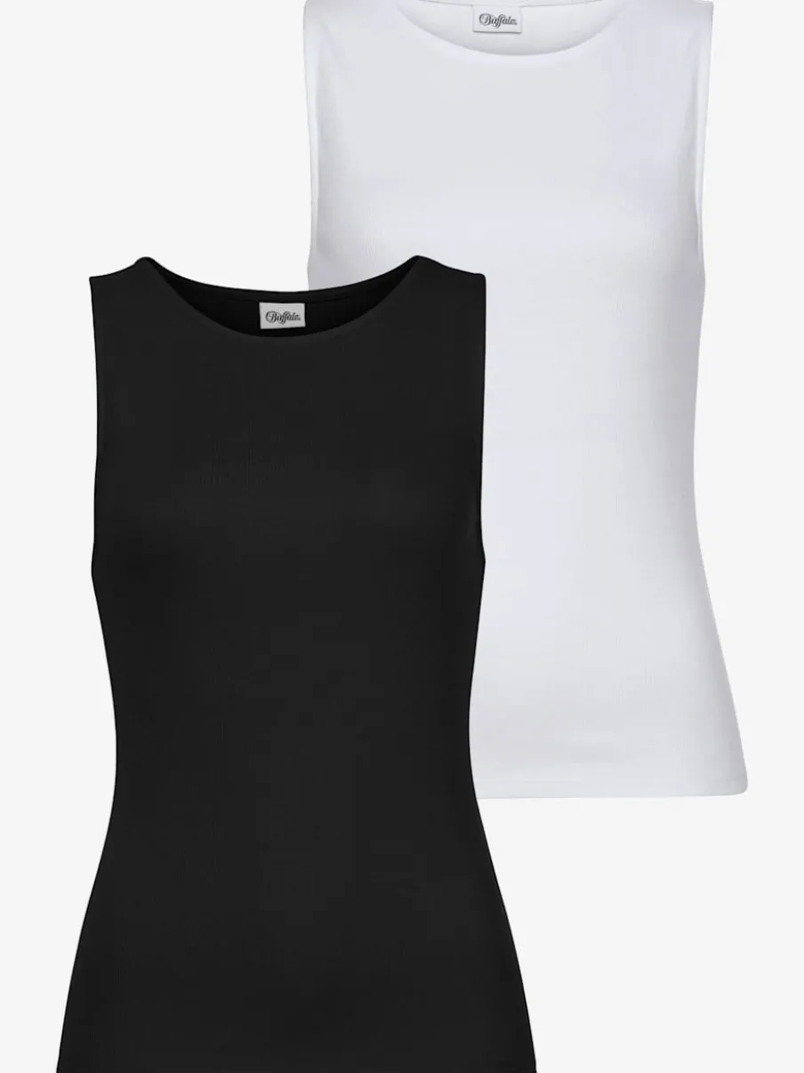 Débardeur basique à larges bretelles en coton extensible