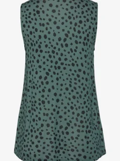 Débardeur col V plissé à larges bretelles en jersey viscose imprimé