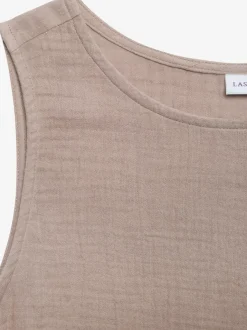 Débardeur d'été en pur coton à bretelles larges et coupe décontractée