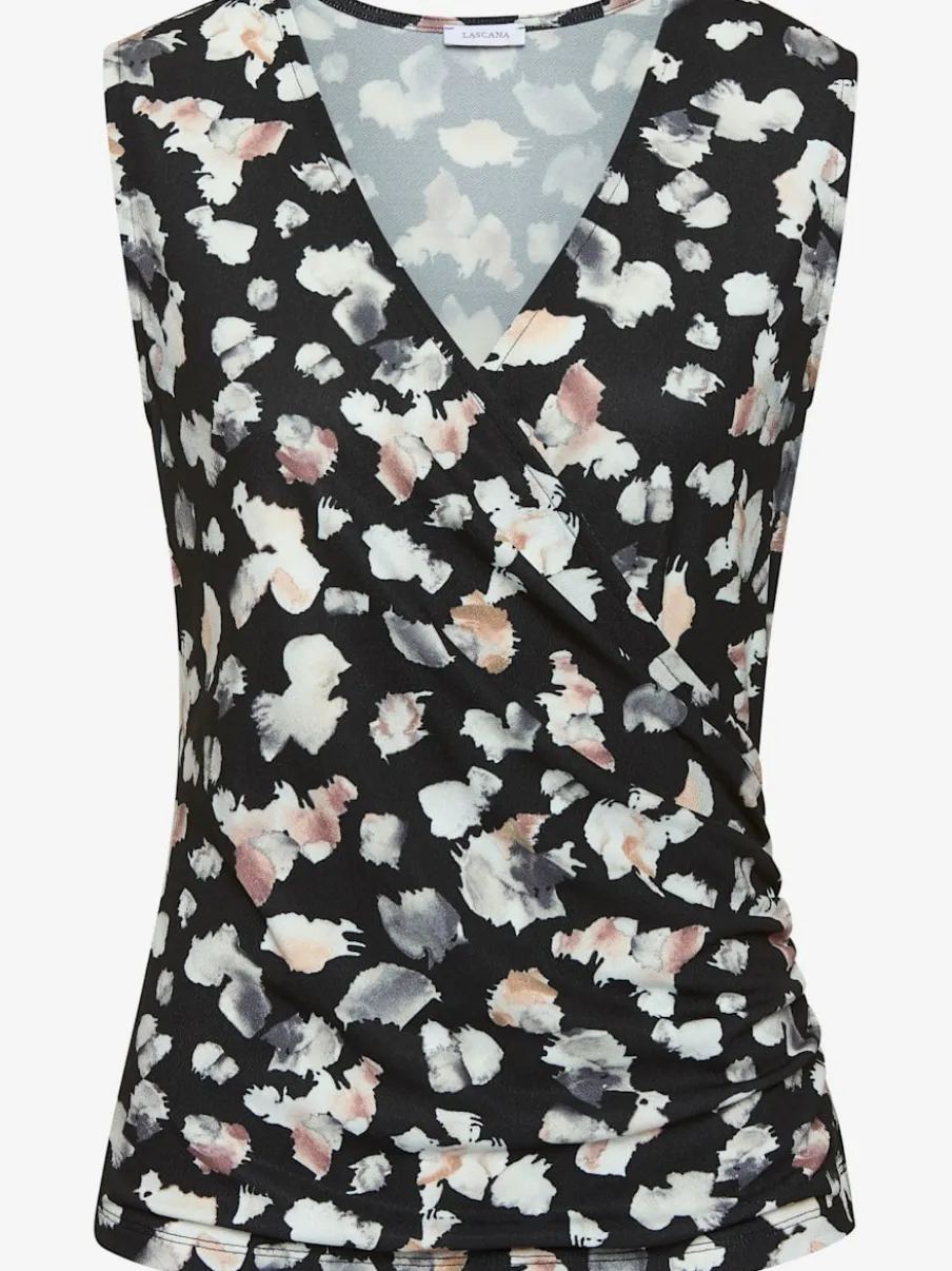 Débardeur à encolure en V avec fronces et motif floral