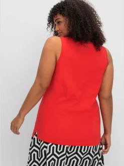 Débardeur encolure en v avec patte de boutonnage décorative