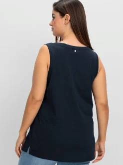 Débardeur encolure en v avec patte de boutonnage décorative
