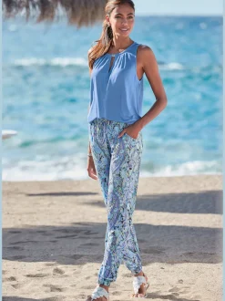 Débardeur à encolure fendue et boucle décorative en viscose
