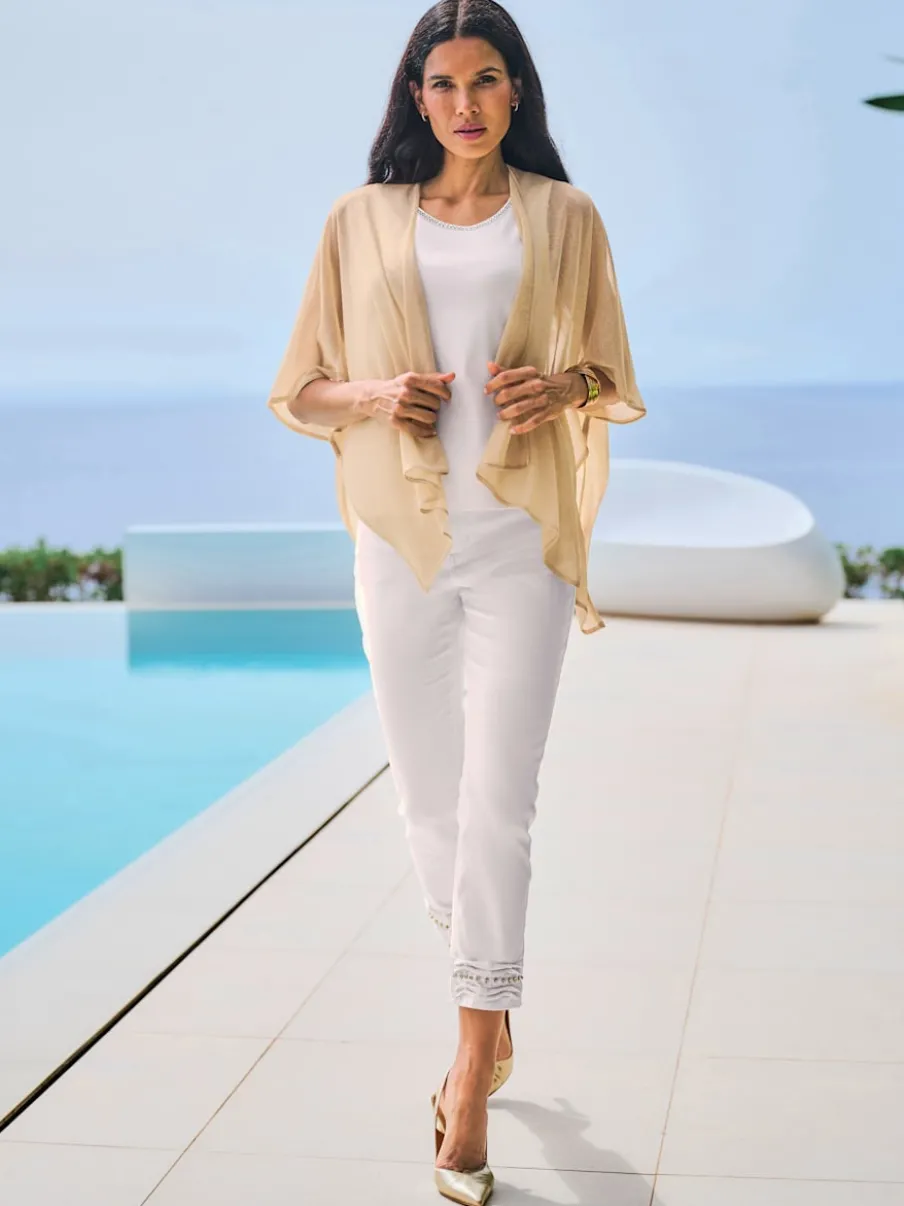 Débardeur à encolure ronde avec perles décoratives et finition légère