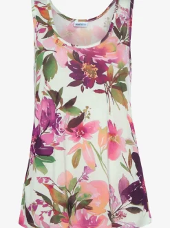 Débardeur à encolure ronde dégagée avec motif fleuri et coupe décontractée