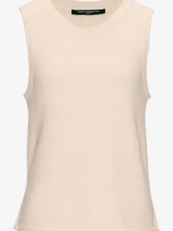 Débardeur à encolure ronde sans manches en tricot léger avec ourlet fendu