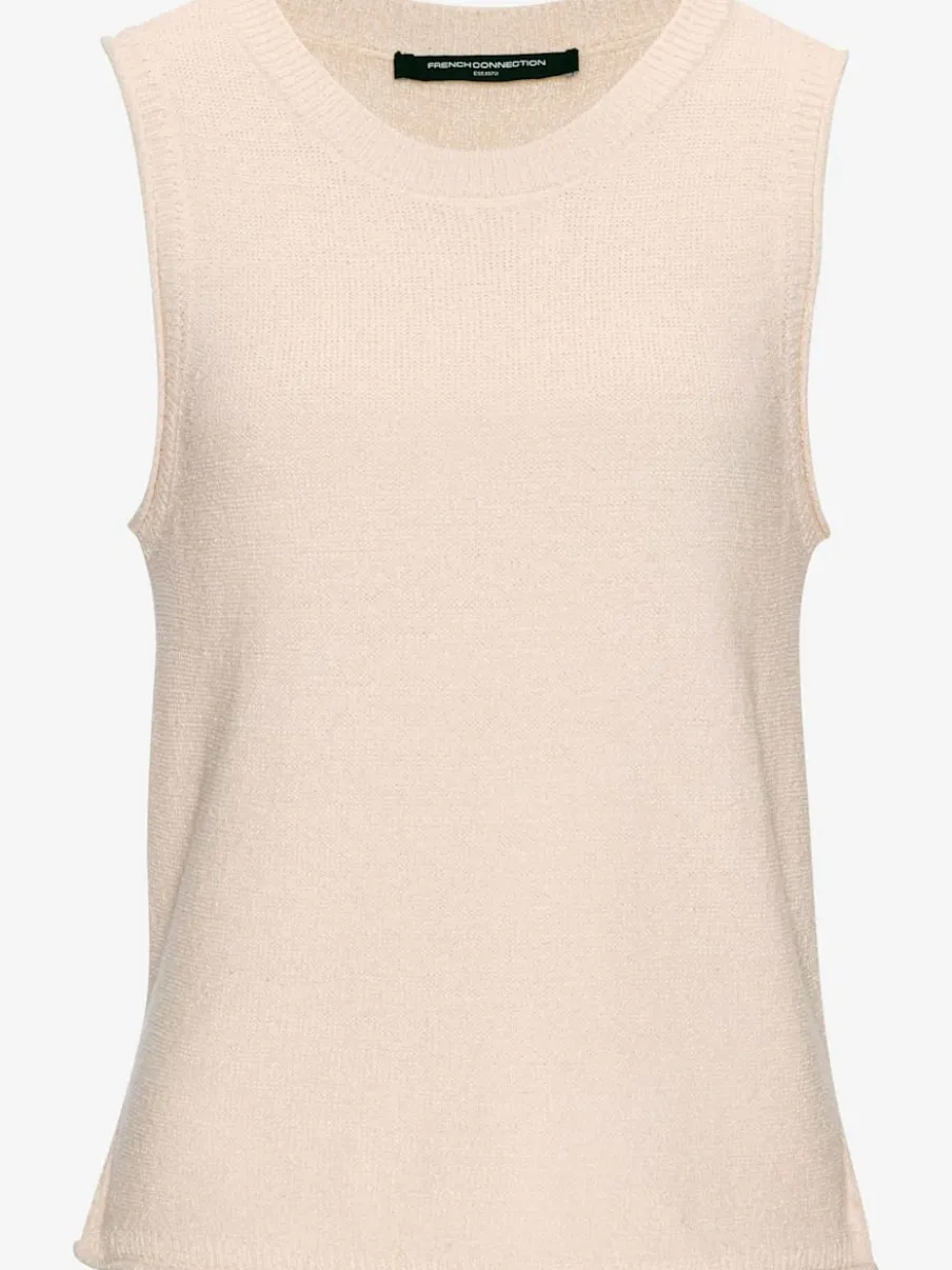 Débardeur à encolure ronde sans manches en tricot léger avec ourlet fendu
