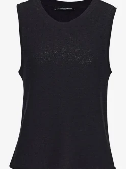 Débardeur à encolure ronde sans manches en tricot léger avec ourlet fendu