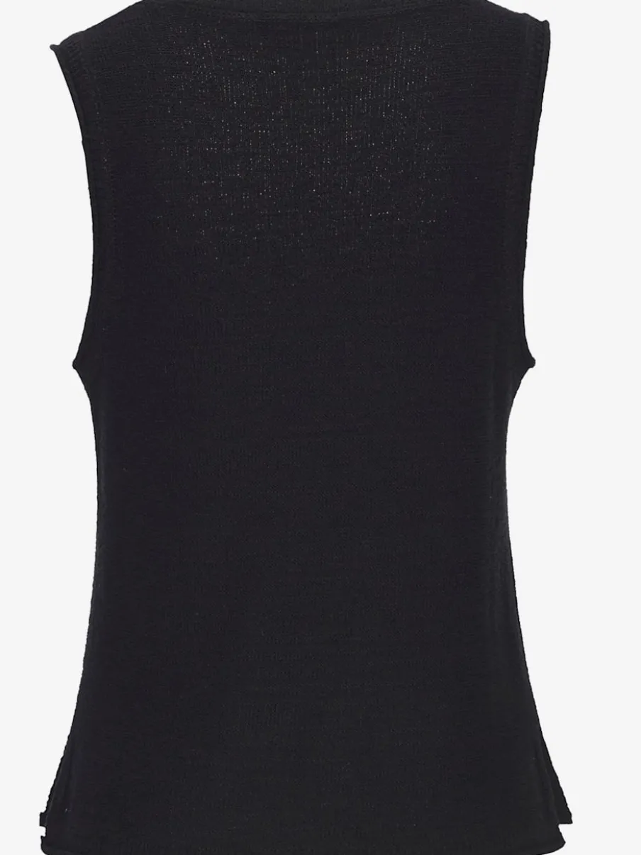 Débardeur à encolure ronde sans manches en tricot léger avec ourlet fendu