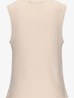Débardeur à encolure ronde sans manches en tricot léger avec ourlet fendu