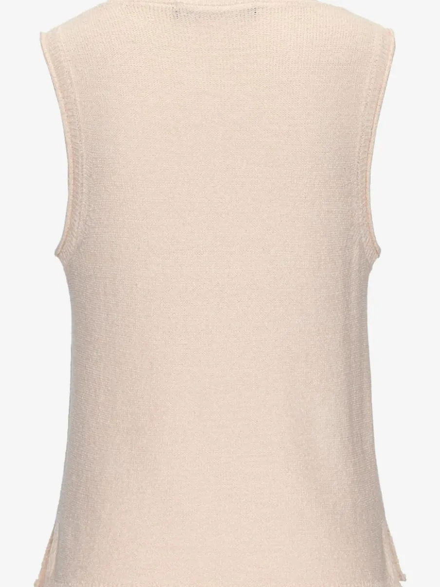 Débardeur à encolure ronde sans manches en tricot léger avec ourlet fendu