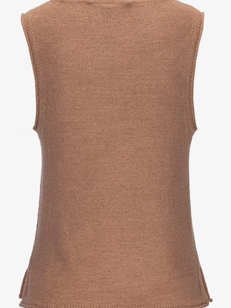 Débardeur à encolure ronde sans manches en tricot léger avec ourlet fendu
