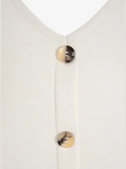 Débardeur à encolure V avec patte de boutonnage décorative et boutons imitation corne