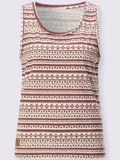 Débardeur en pur coton à col rond et motif géométrique