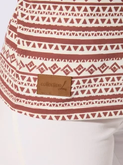 Débardeur en pur coton à col rond et motif géométrique