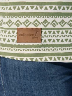 Débardeur en pur coton à col rond et motif géométrique