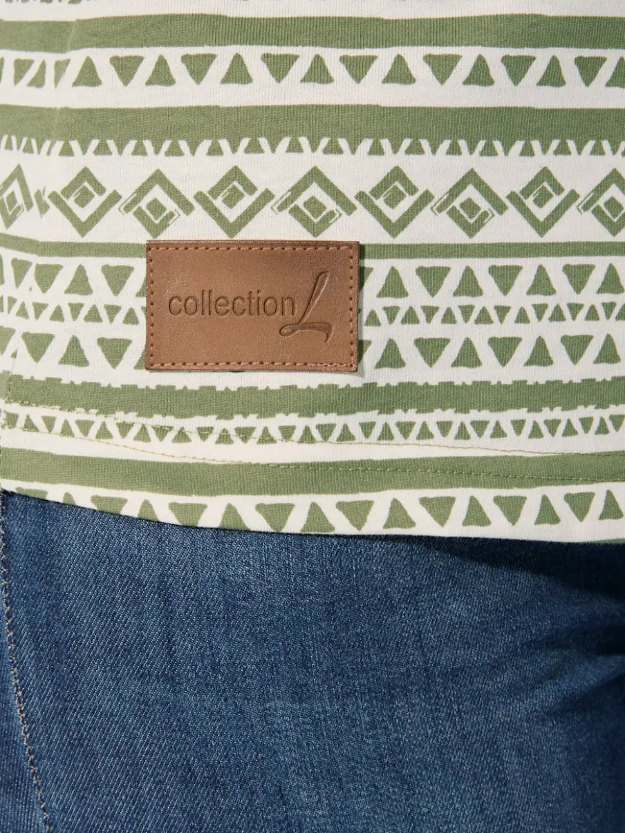 Débardeur en pur coton à col rond et motif géométrique