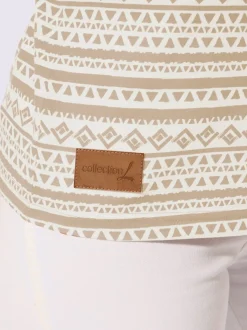 Débardeur en pur coton à col rond et motif géométrique
