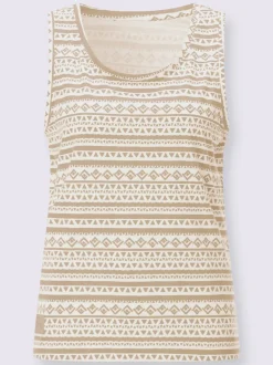 Débardeur en pur coton à col rond et motif géométrique