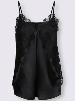Débardeur en satin avec dentelle et bretelles fines