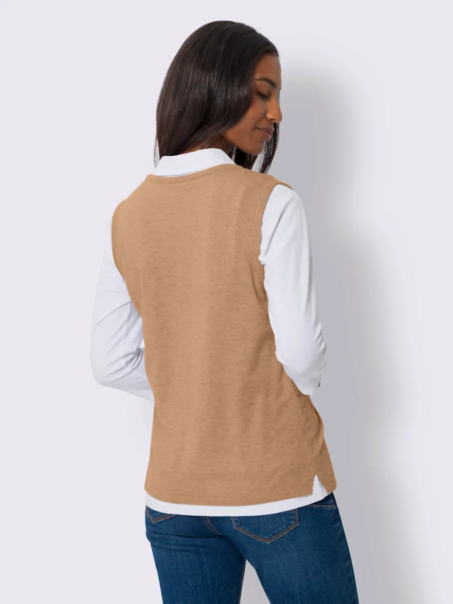 Débardeur en tricot avec encolure ronde et fentes latérales