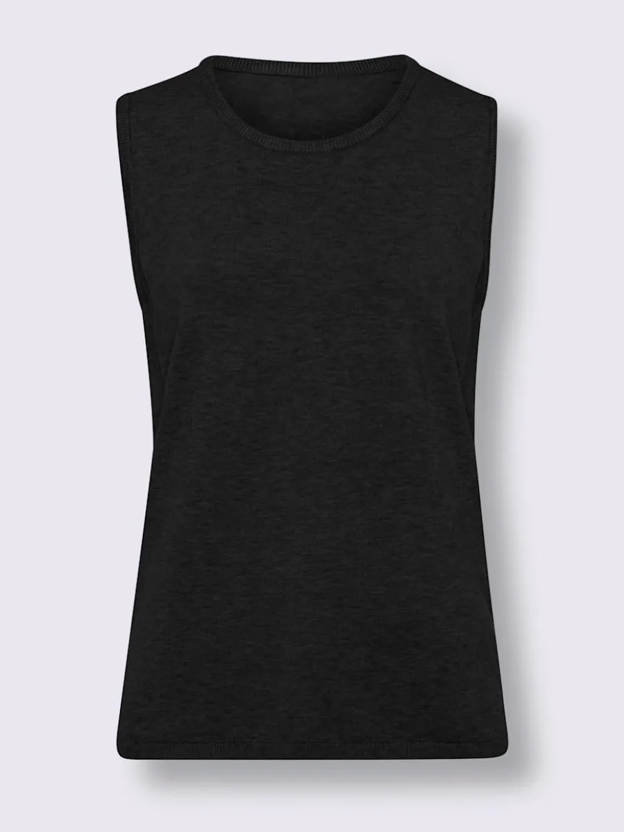 Débardeur en tricot avec encolure ronde et fentes latérales