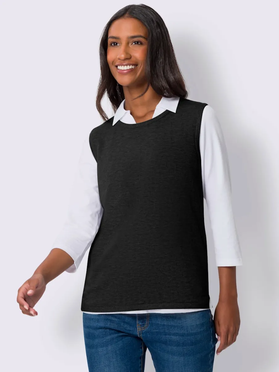 Débardeur en tricot avec encolure ronde et fentes latérales