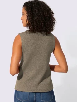 Débardeur en tricot à col rond et sans manches avec empiècement décoratif