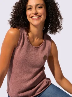 Débardeur en tricot à col rond et sans manches avec empiècement décoratif
