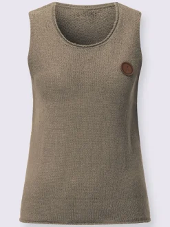 Débardeur en tricot à col rond et sans manches avec empiècement décoratif