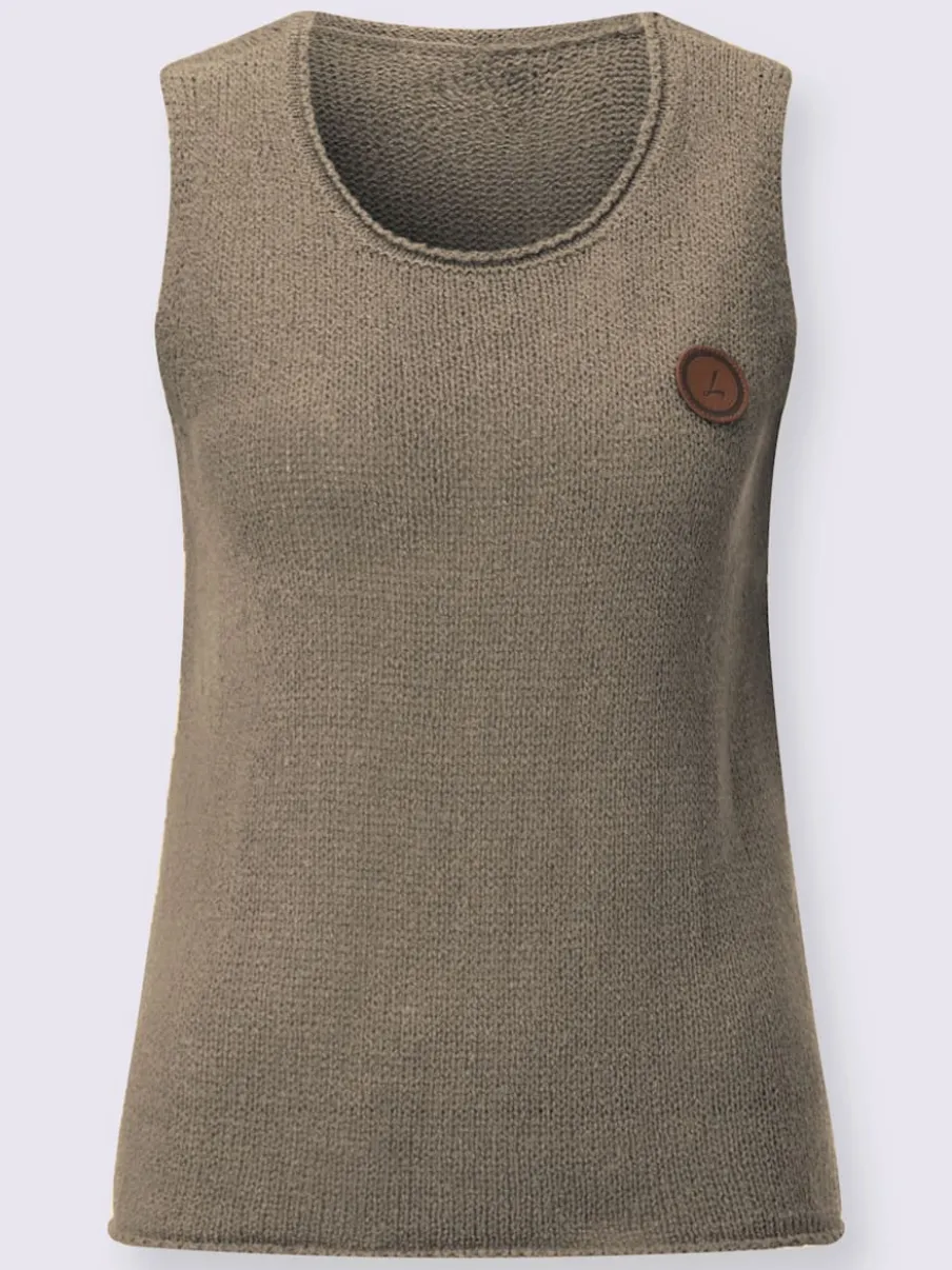 Débardeur en tricot à col rond et sans manches avec empiècement décoratif