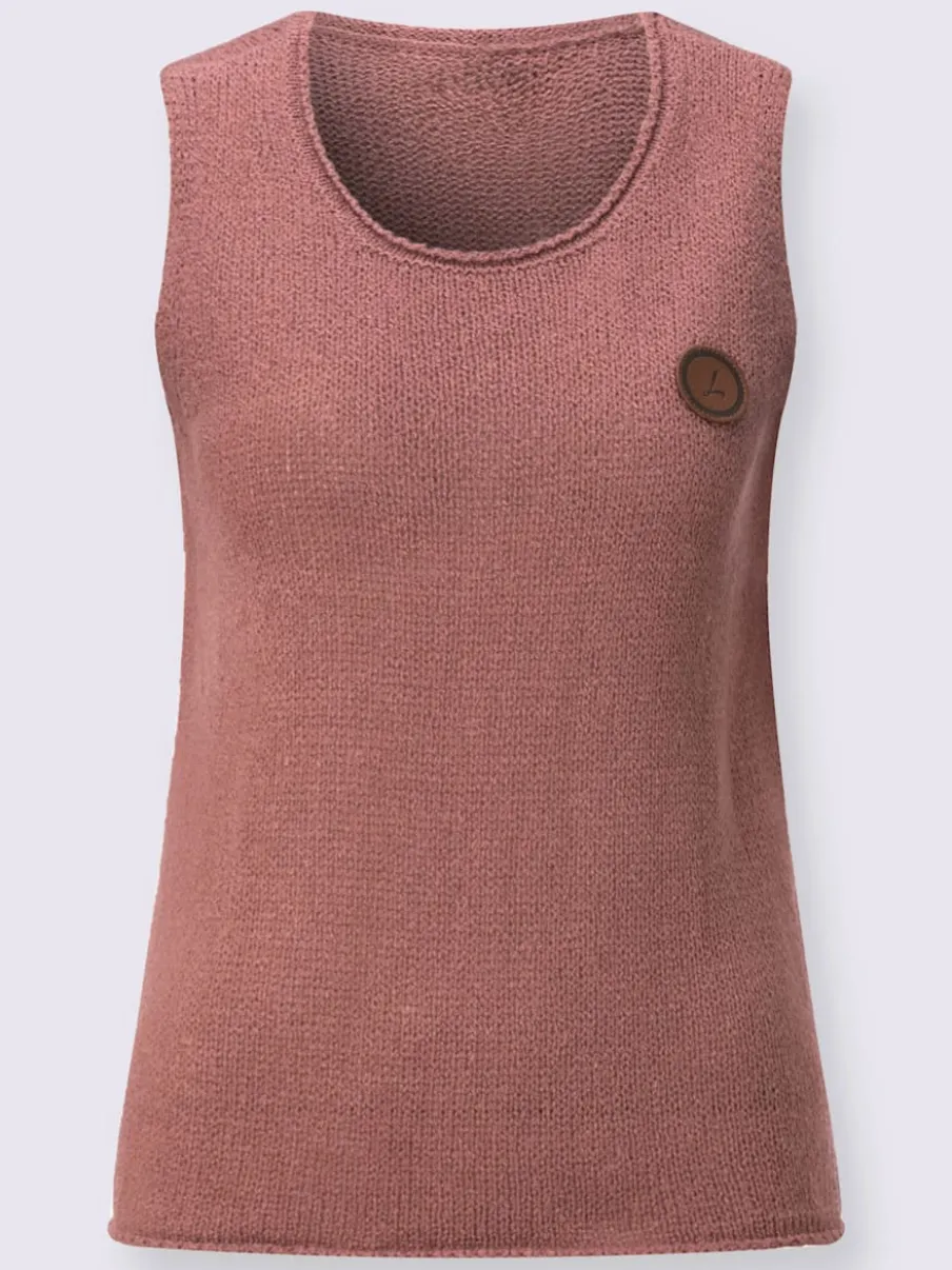 Débardeur en tricot à col rond et sans manches avec empiècement décoratif