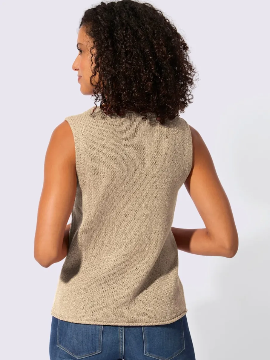 Débardeur en tricot à col rond et sans manches avec empiècement décoratif